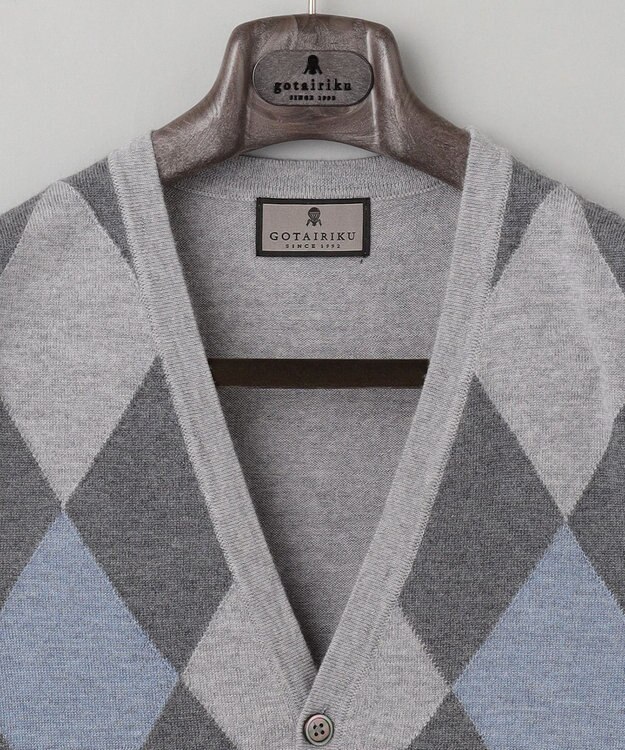 GOTAIRIKU 【家庭洗濯可能】イタリア糸 ハイゲージ ベスト ライトグレー系4