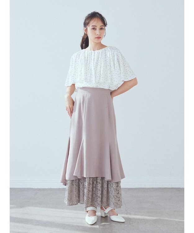 earth music&ecology ケープカラーブラウス Dot