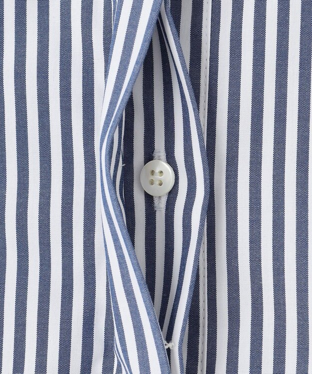 #Newans 【シワになりにくい/洗濯機可能】ダブルフリルヘムシャツ ネイビー