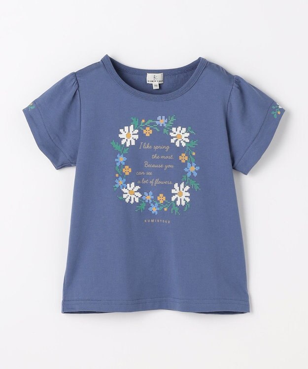 組曲 KIDS  【110-140㎝】 フラワーリースTeeシャツ ブルー