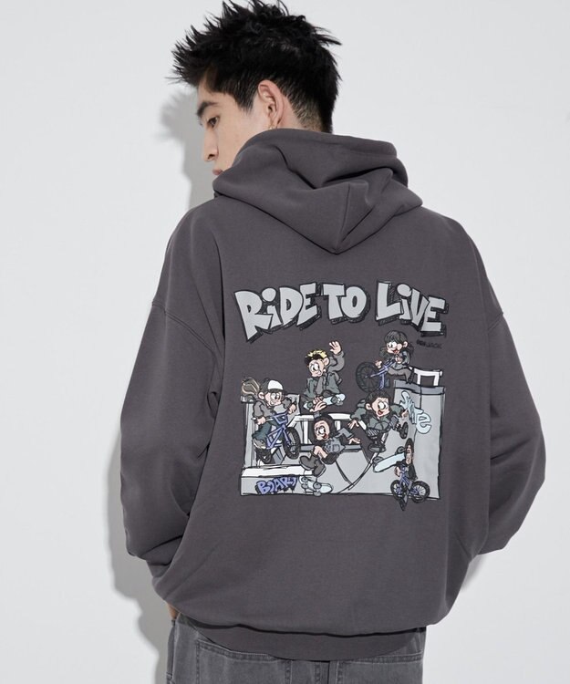 WEGO 【ユニセックス着用ITEM】別注NEW　JACKグラフィックプルパーカー スミクロ