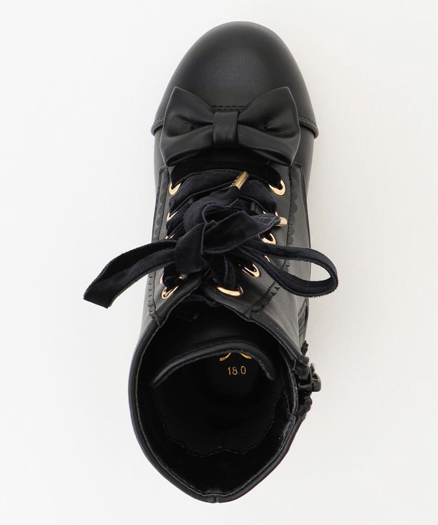 ANY KIDS 編み上げリボンブーツ ブラック