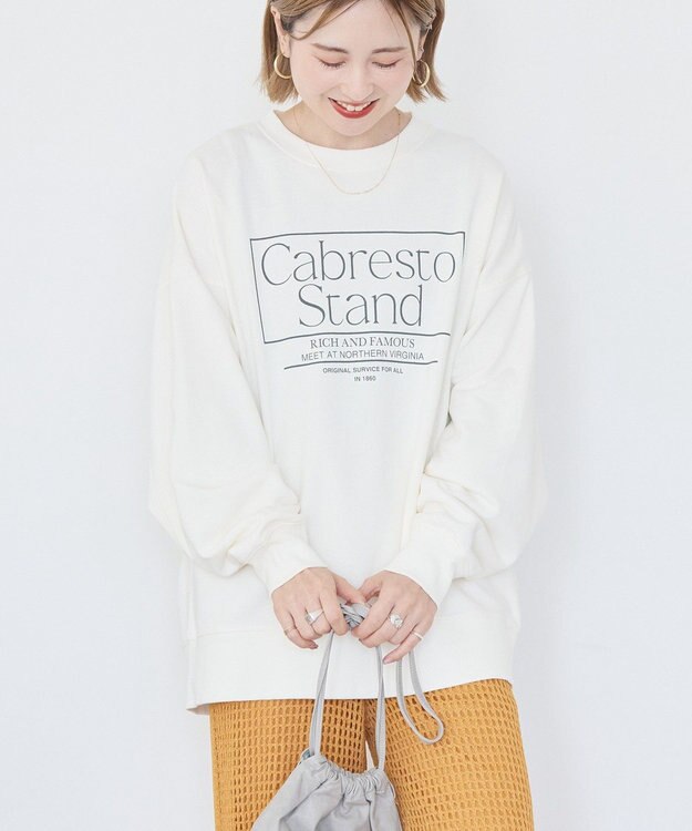 AMERICAN HOLIC ボックスロゴプリント裏毛プルオーバー Off White