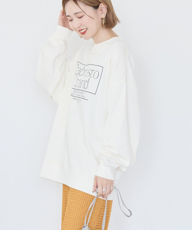 AMERICAN HOLIC ボックスロゴプリント裏毛プルオーバー Off White