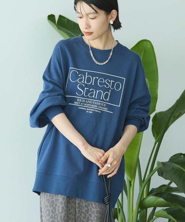 AMERICAN HOLIC ボックスロゴプリント裏毛プルオーバー Navy