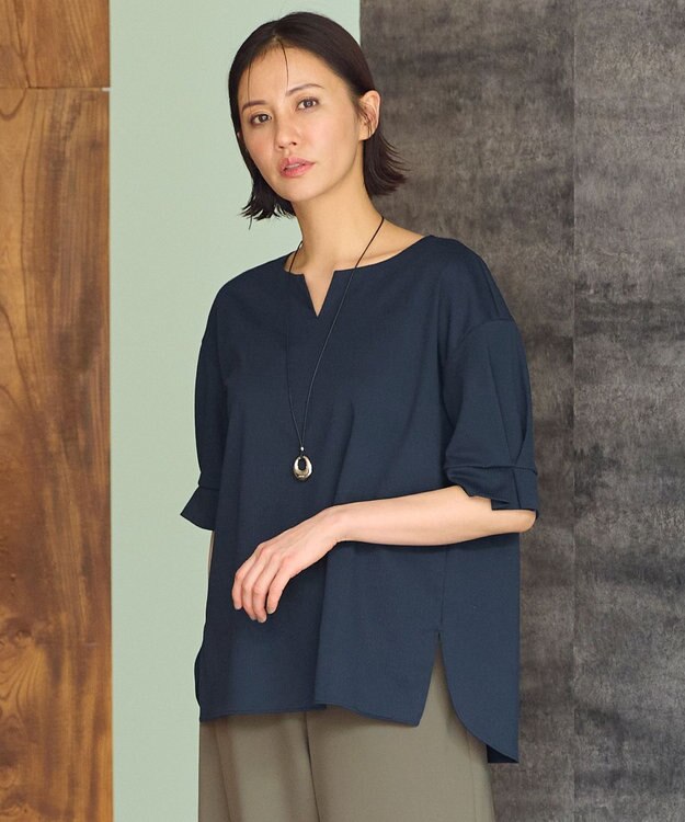 自由区 【WEB限定・洗える・XSサイズあり】トリコットジャージー カットソー ネイビー系