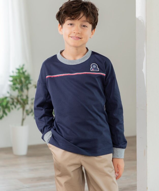 J.PRESS KIDS 【140-170cm】トリコロールライン カットソー ネイビー系