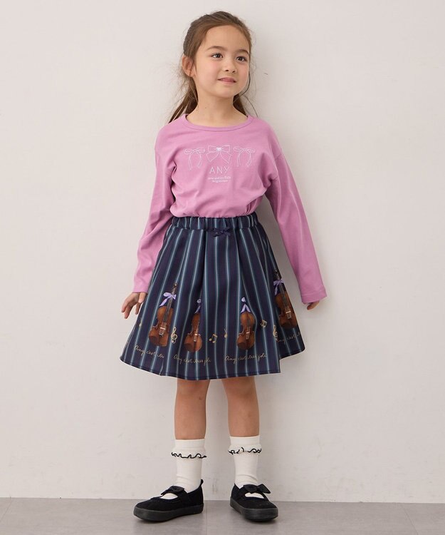 ANY KIDS 【Good Price】 ANY刺繍 長袖Tシャツ ローズピンク