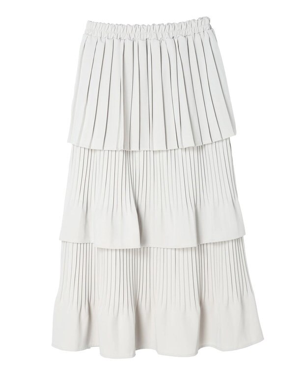 earth music&ecology ミックスプリーツティアードスカート Gray