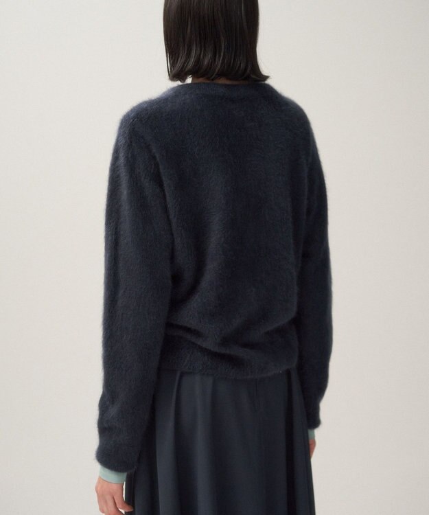 ATON ROYAL CASHMERE FUR | クルーネックカーディガン NAVY