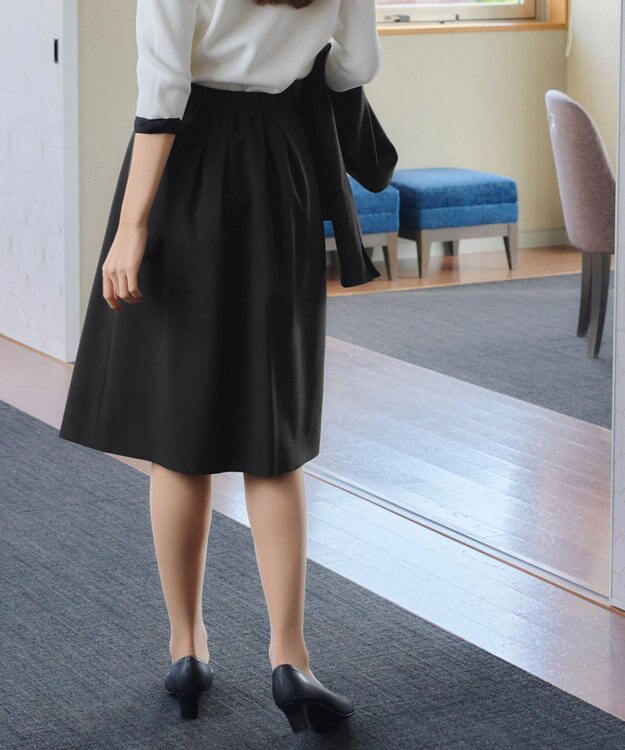 Tiaclasse L 【ダブルクロス】【洗える】アシンメトリープリーツスカート ブラック