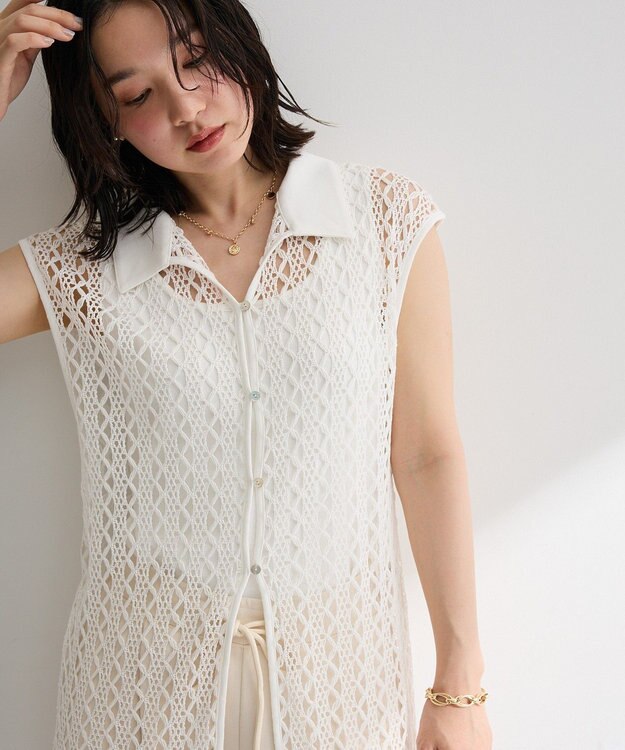 Green Parks 衿付きレースジレ Off White