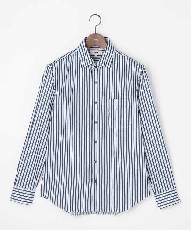 JOSEPH ABBOUD 【キングサイズ・ストレッチ・イージーケア・JAPANファブリック】ストライプストレッチ シャツ ネイビー系1
