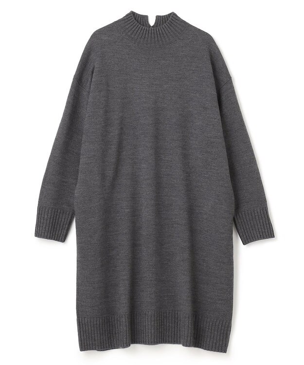 UNFILO 【洗える】チュニック ニットワンピース チャコール