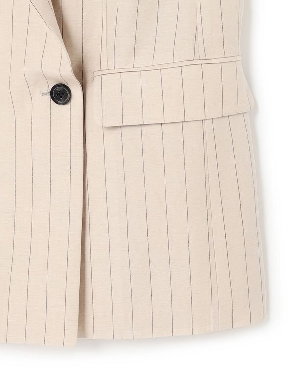 BEIGE， ERYTH / リネンストライプダブルジャケット Flax × Bordeaux