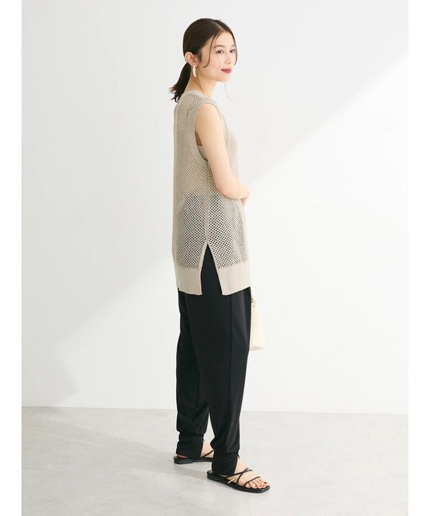 Green Parks スパンコールニットベスト Gray Beige