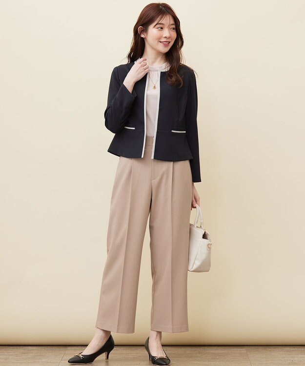 ANY SIS L 【洗える】バイカラードビー ジャケット ネイビー