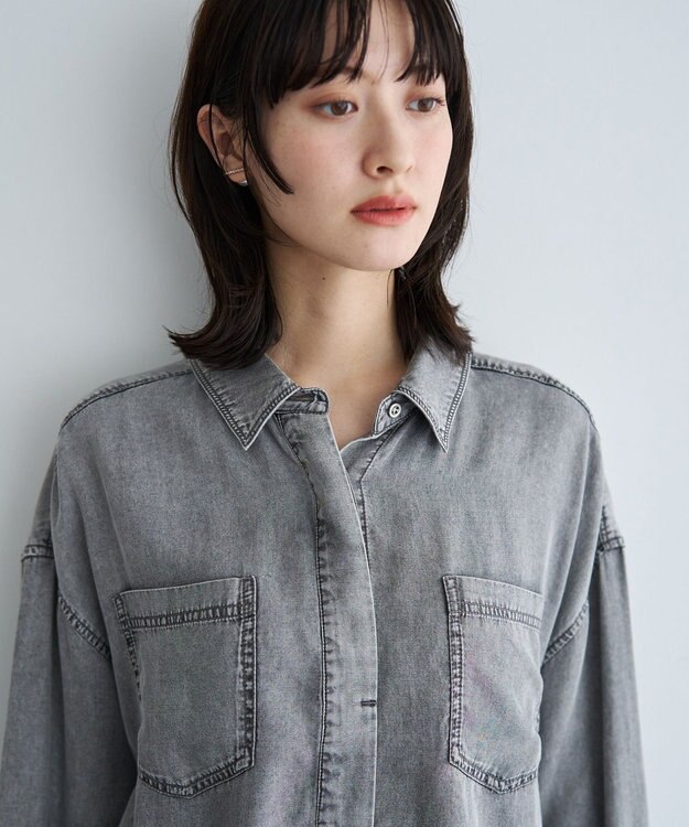 YECCA VECCA 【販売なし】バイオ加工ウ゛ィンテージデニムシャツ Gray