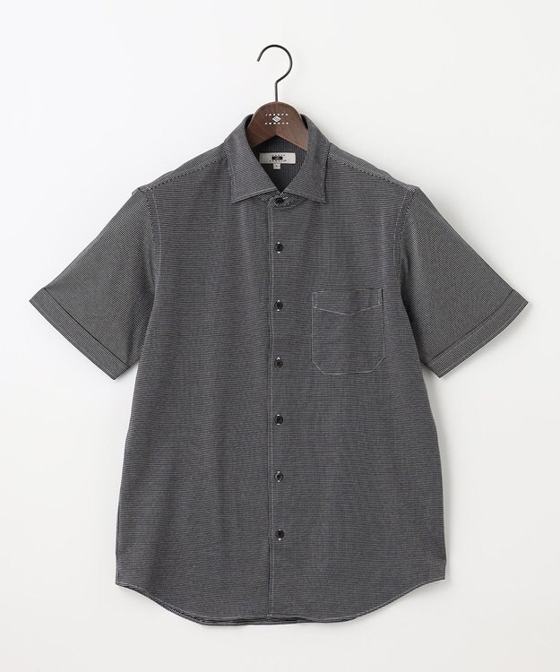 JOSEPH ABBOUD 【快適な着心地/イージーケア】コンパクトジャージースクエアジャガート 半袖 シャツ ネイビー系7