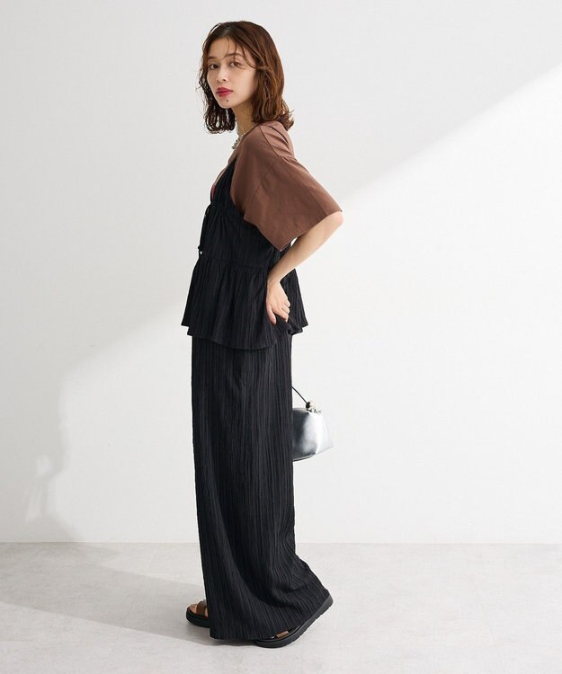 Green Parks ジャガードフリルサロペット Black