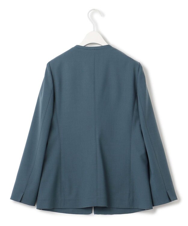 ICB L 【UVケア・洗える】ウール2WAYストレッチ ノーカラージャケット ダルブルー系
