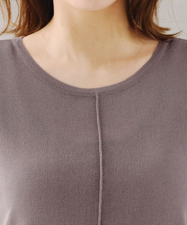 Tiaclasse 【洗える】フレンチスリーブニットチュニック モカ