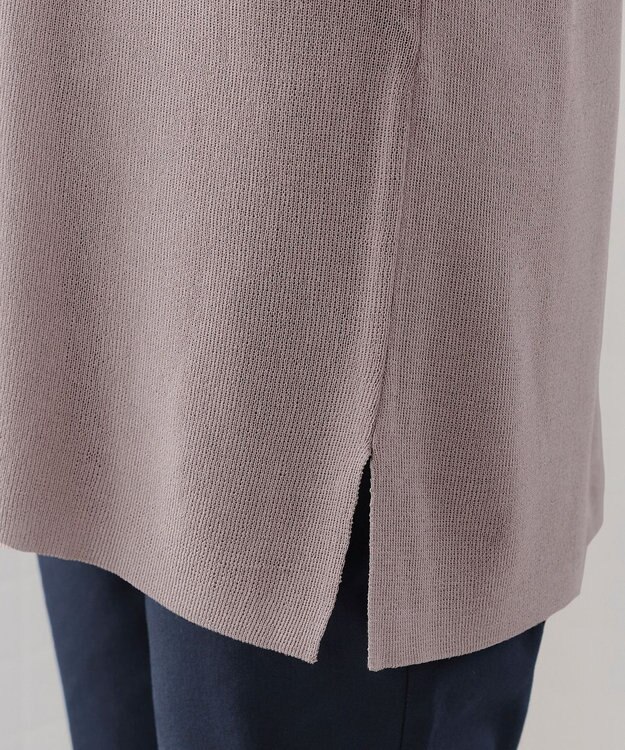 Tiaclasse 【洗える】フレンチスリーブニットチュニック モカ