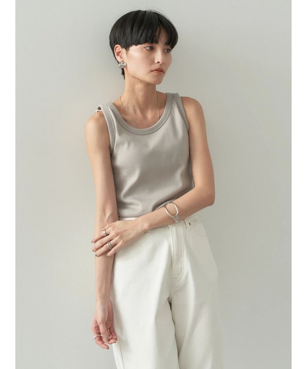 AMERICAN HOLIC 抗菌防臭Ｄａｉｌｙテレコタンクトップ Gray Beige