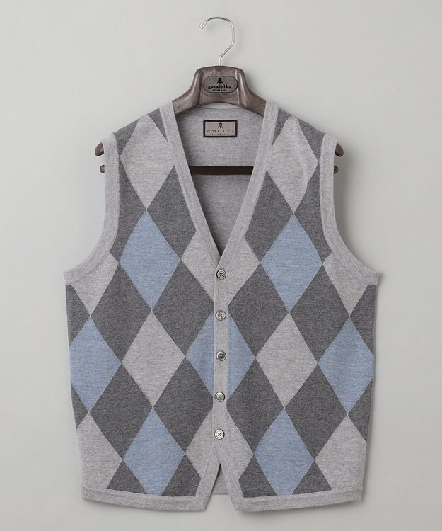 GOTAIRIKU 【家庭洗濯可能】イタリア糸 ハイゲージ ベスト ライトグレー系4