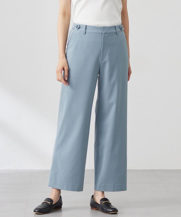 J.PRESS LADIES 【洗える】CARREMAN 2WAY ストレート ワイド パンツ スモーキーサックス系