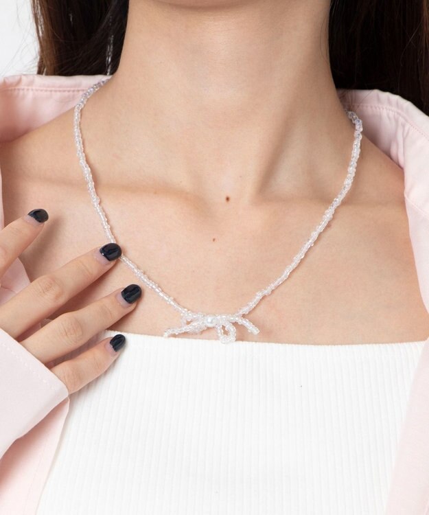 WEGO Lカラービーズリボンネックレス 柄1