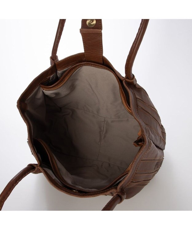 UNBILLION ピークスピーク PEAKS PEAK / ソフトレザーマルチストライプトート ブラウン