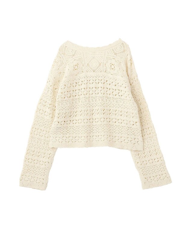 AMERICAN HOLIC 【前後2WAY】レース透かし編みニットカーディガン Ivory