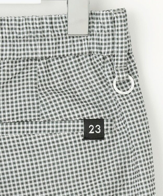 23区GOLF 【WOMEN】【撥水】ギンガムサッカー テーパードパンツ グレー系3