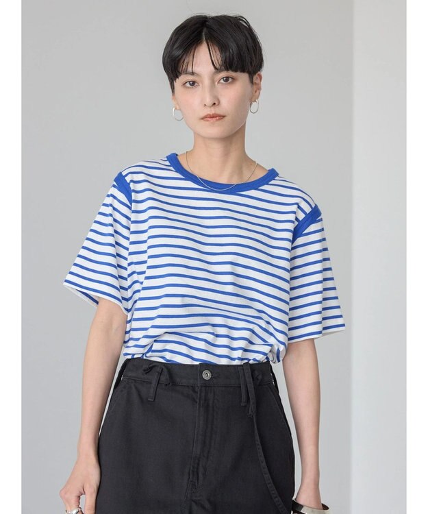 AMERICAN HOLIC バイカラーボーダーカットプルオーバー Border Blue