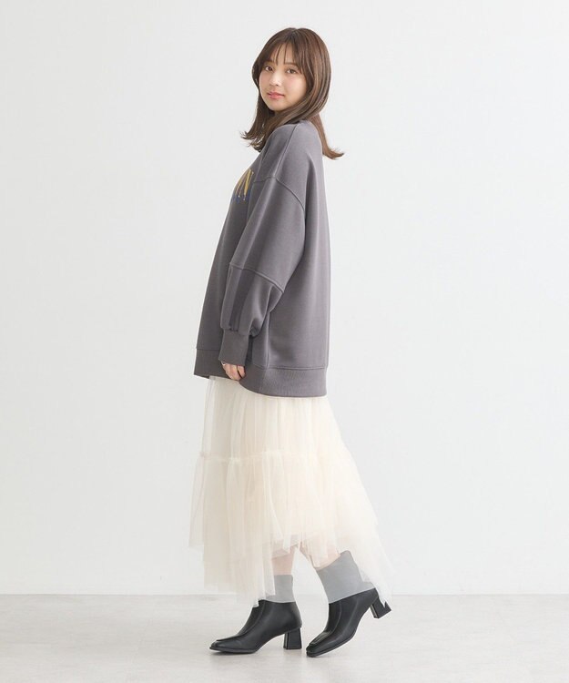 earth music&ecology アソートロゴルーズスウェット Charcoal Gray
