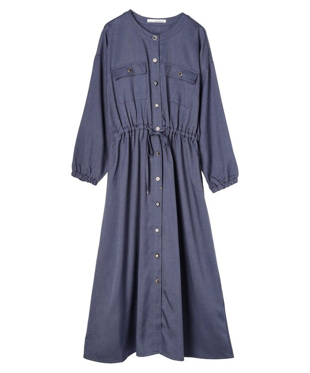 Green Parks ・ＥＬＥＮＣＡＲＥ　ＤＵＥ　イロイロ釦ドロストワンピース Blue