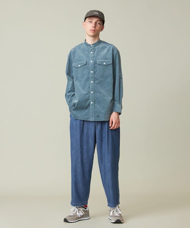J.PRESS YORK STREET 【UNISEX】シャツコール バンドカラーシャツ ブルー系