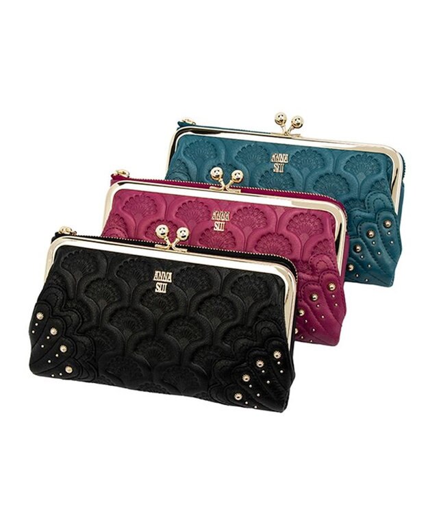 ANNA SUI ピーコック 二つ折り口金長財布 クロ