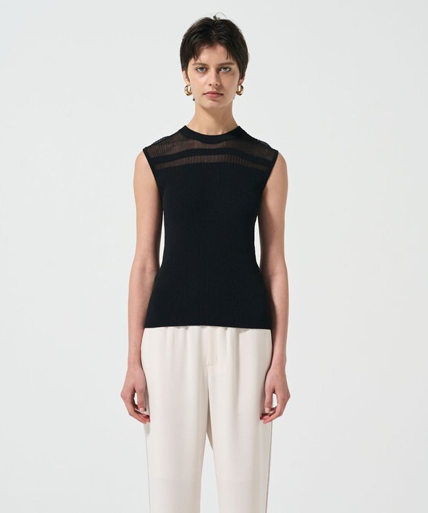 GRACE CONTINENTAL リブシアーニットトップ ブラック