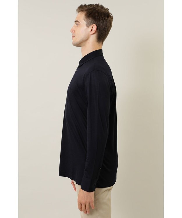 DAKS ウール長袖ポロシャツ ネイビー