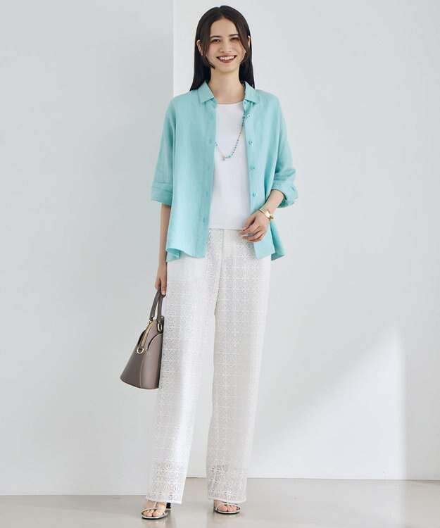 自由区 S トルコリネン シャツ ペールブルー