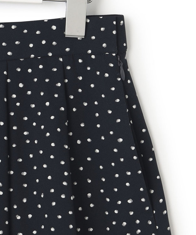 23区 【セットアップ対応/洗える】バックサテンアムンゼン ドットプリント スカート ネイビー×ホワイトドット