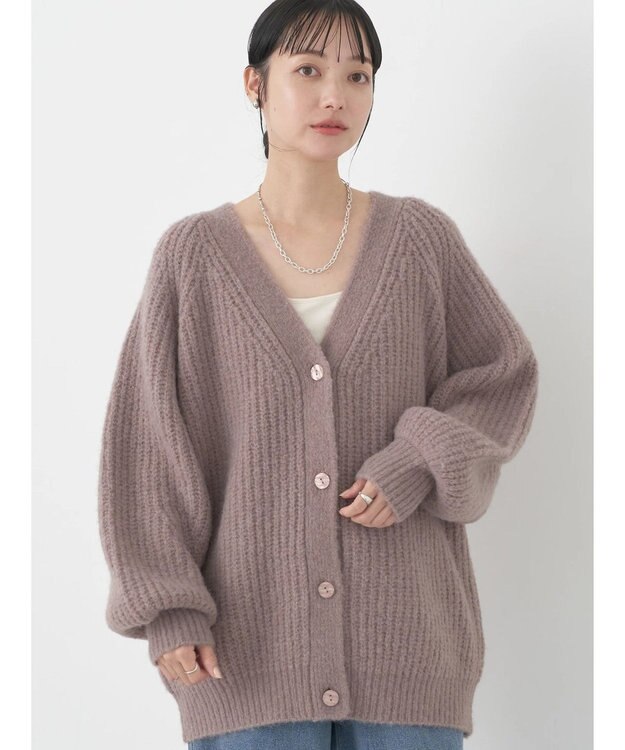 earth music&ecology フワフワＭＩＸヤーンカーディガン Mocha