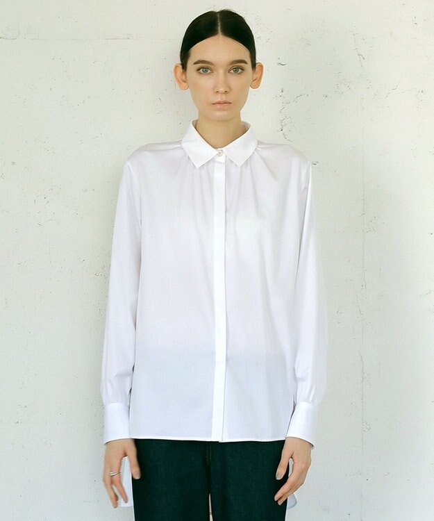 23区 【23区 lab.】ハイカウントコットン ギャザー シャツ ホワイト系