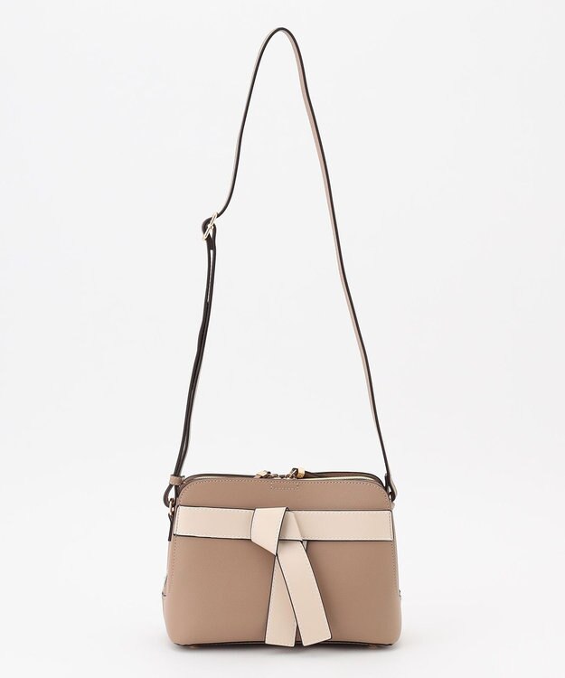 LA BAGAGERIE 【maison vert】 【超軽量・多収納】バイカラーリボンショルダーバッグ グレージュ