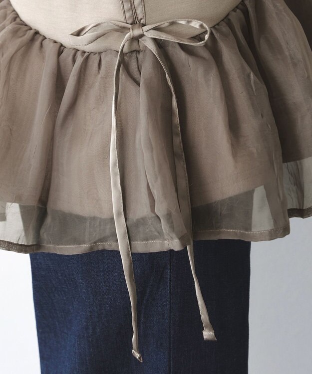 Tiaclasse 【洗える】ペプラムオーガンジーポンチトップス グレージュ