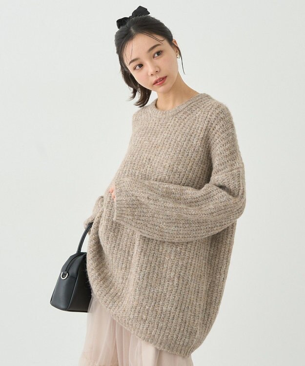 earth music&ecology ふわふわＭＩＸヤーンチュニック Beige