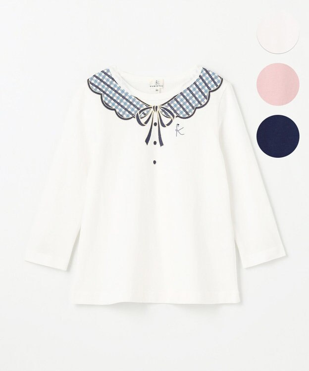 組曲 KIDS 【80-100㎝】トロンプルイユロン Tシャツ オフホワイト系