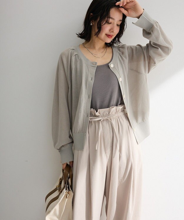 Green Parks 【しのばせカーデ】ポケッタブルＵＶカットニットカーディガン Light Gray